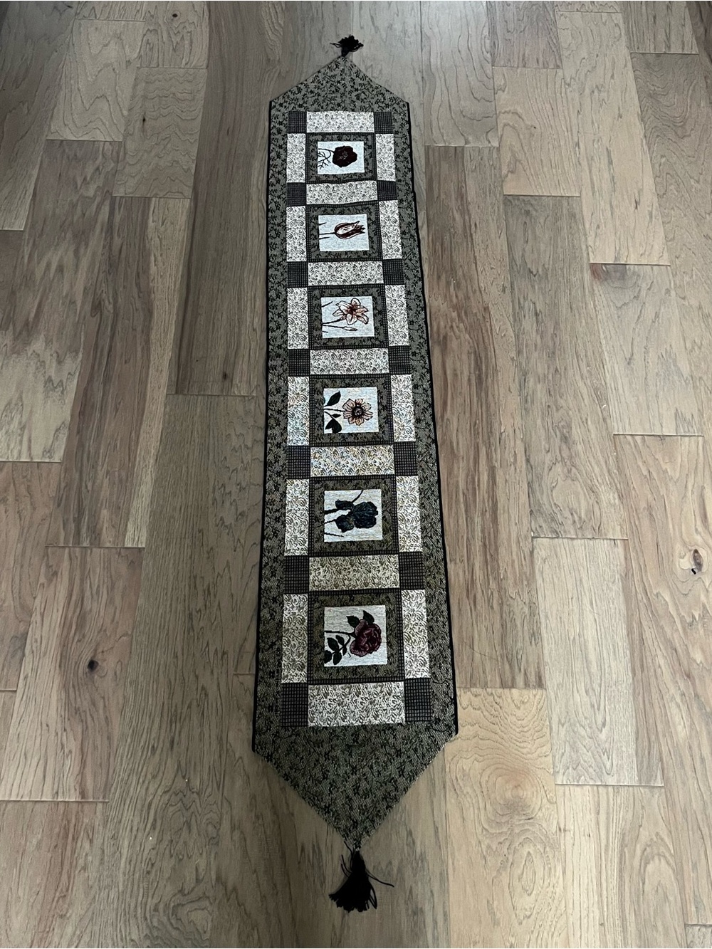 Vintage Quilted Floral Table Runner